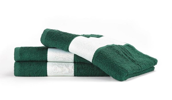 Obrázky: Tmavozelený uterák PRINT 400 g/m2, biela bordúra