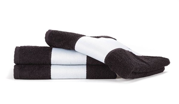 Obrázky: Čierny uterák PRINT 400 g/m2, biela bordúra