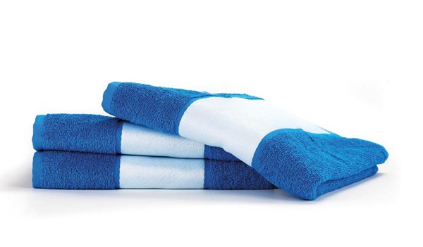 Obrázky: Stredne modrá osuška PRINT  400 g/m2, biela bordúra