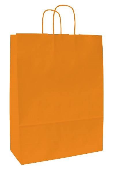 Obrázky: Papierová taška oranžová 23x10x32 cm,krútená šnúra, Obrázok 1