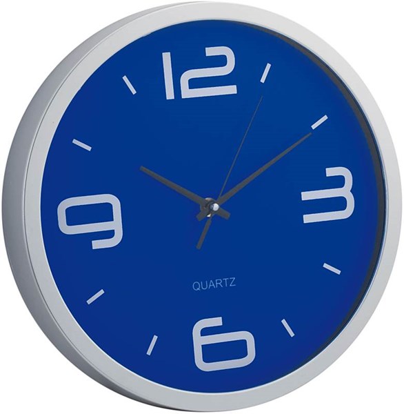 Obrázky: Guľaté nástenné hodiny s modrým ciferníkom