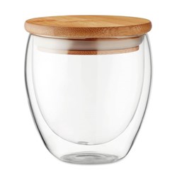 Obrázky: Dvojstenný pohár 250 ml s bambusovým viečkom