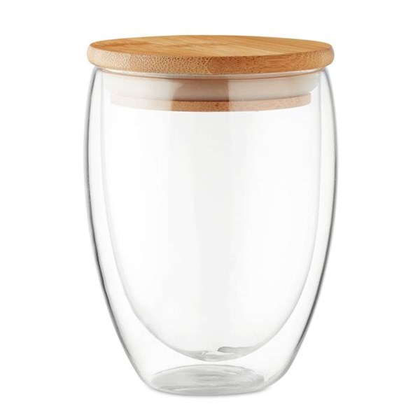 Obrázky: Dvojstenný pohár 350 ml s bambusovým viečkom