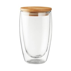 Obrázky: Dvojstenný pohár 450 ml s bambusovým viečkom