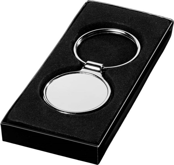 Obrázky: Malý guľatý kovový prívesok na kľúče, strieborná