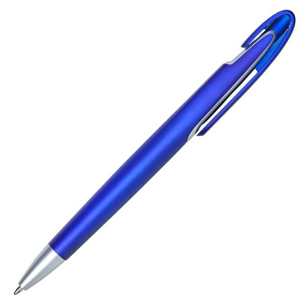 Obrázky: Plastové metalické guličkové pero v modrej farbe, Obrázok 3
