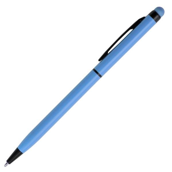 Obrázky: Štíhle hliník. gulič. pero so stylusom, sv. modré