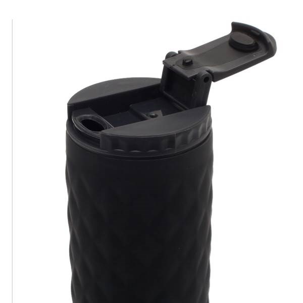 Obrázky: Čierny termohrnček 450 ml so zamatovým povrchom, Obrázok 2