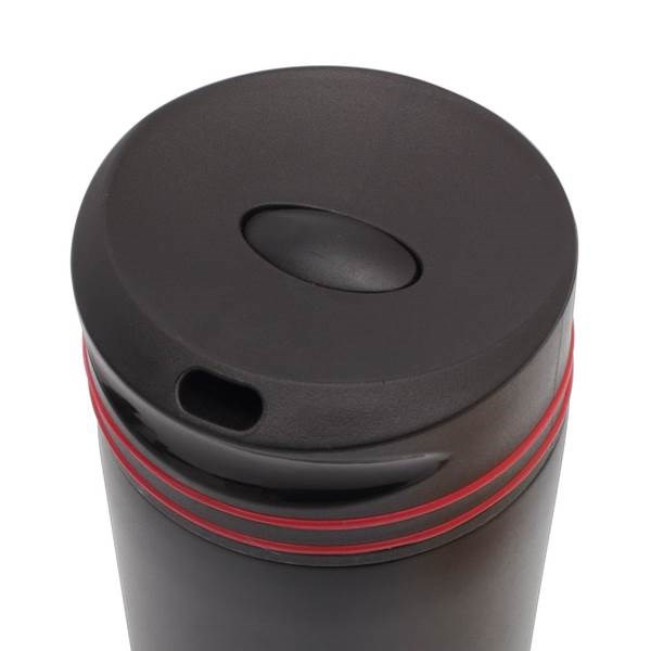 Obrázky: Čierny termohrnček 450 ml s červeným pásikom, Obrázok 2