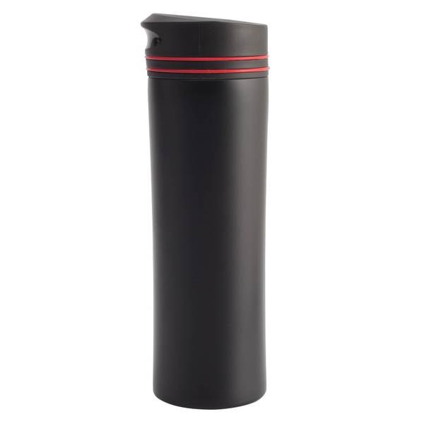 Obrázky: Čierny termohrnček 450 ml s červeným pásikom, Obrázok 3