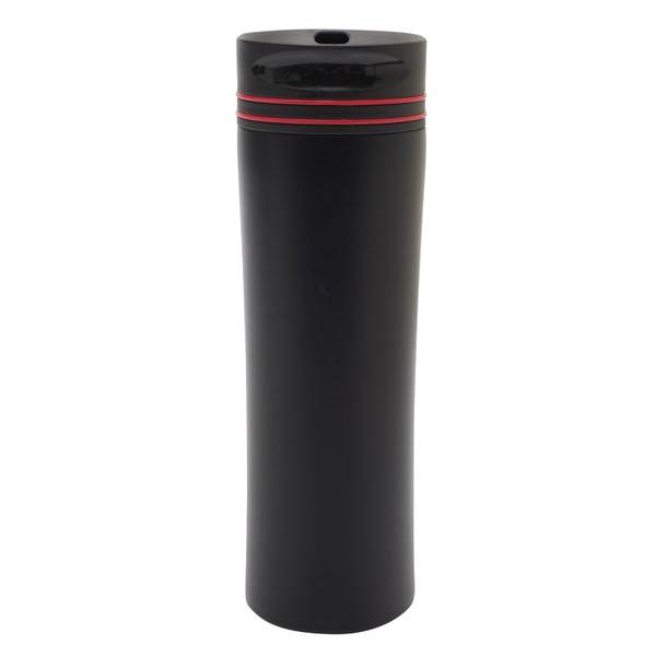 Obrázky: Čierny termohrnček 450 ml s červeným pásikom, Obrázok 4