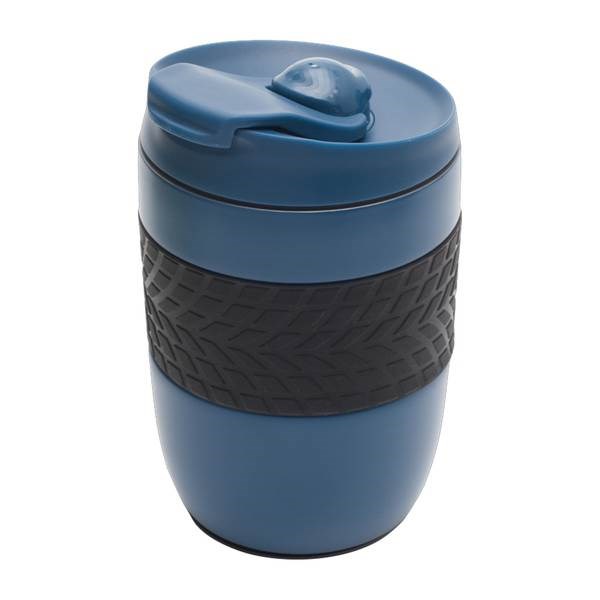Obrázky: Modrý termohrnček 200 ml, čierny úchop a prísavka