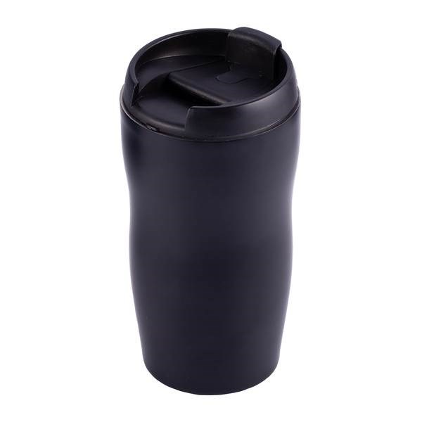 Obrázky: Čierny plastový termohrnček 250 ml
