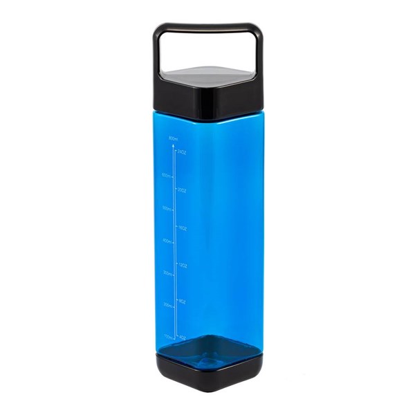 Obrázky: Modrá transparentná hranatá športová fľaša 800 ml