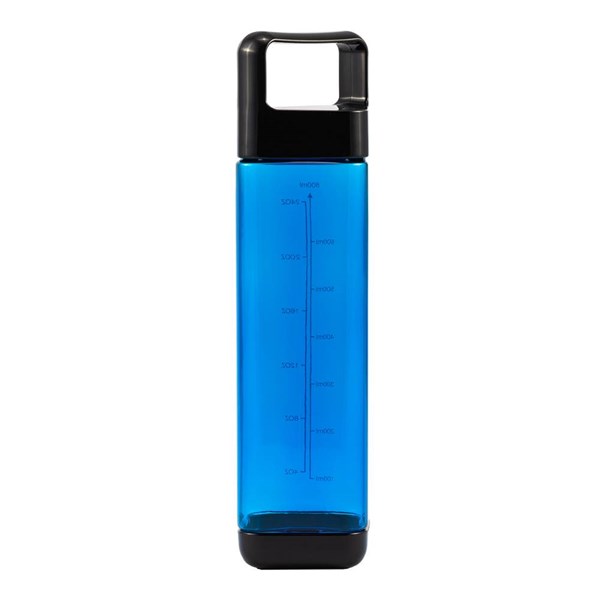 Obrázky: Modrá transparentná hranatá športová fľaša 800 ml, Obrázok 3