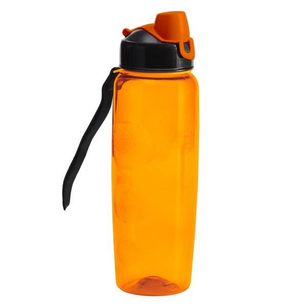 Obrázky: Oranžová športová fľaša z plastu 700 ml s pútkom