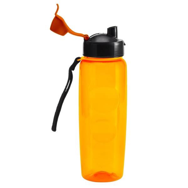 Obrázky: Oranžová športová fľaša z plastu 700 ml s pútkom, Obrázok 2