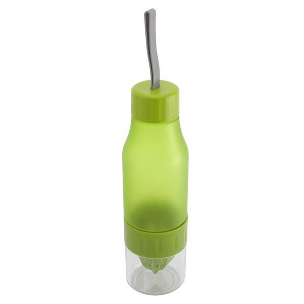 Obrázky: Zelená plast.športová fľaša 600 ml s odšťavňovačom
