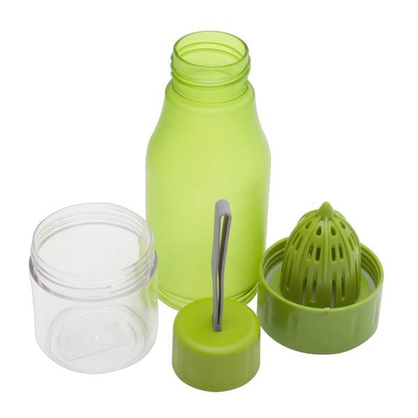 Obrázky: Zelená plast.športová fľaša 600 ml s odšťavňovačom, Obrázok 2