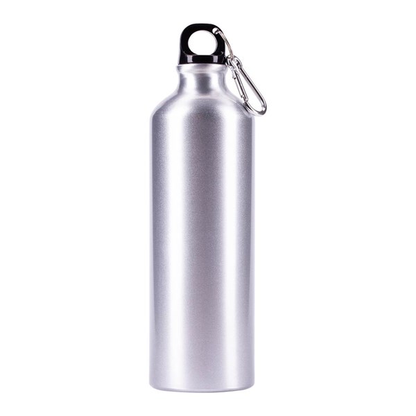 Obrázky: Strieborná hliník.fľaša 800 ml s karabínou, lesklá, Obrázok 3