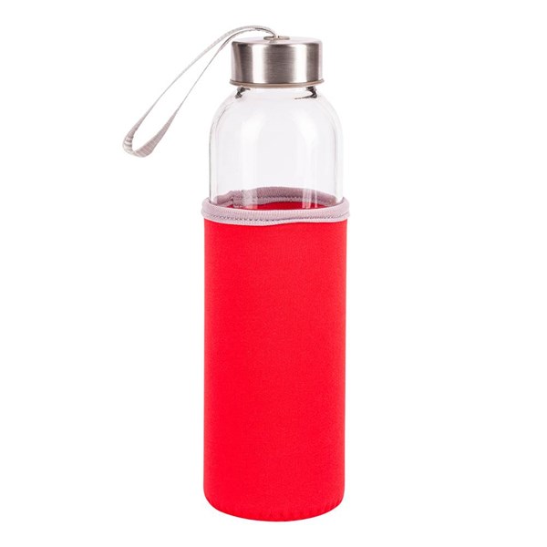 Obrázky: Sklenená fľaša 500 ml s červeným neoprén. obalom, Obrázok 3