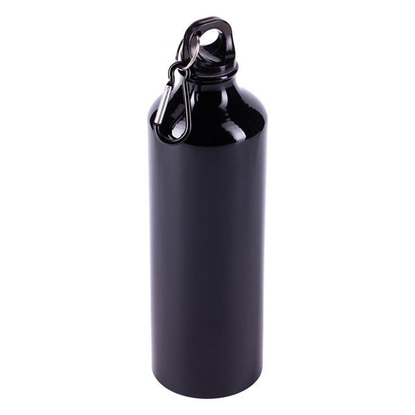 Obrázky: Čierna hliníková fľaša 800 ml s karabínou, lesklá
