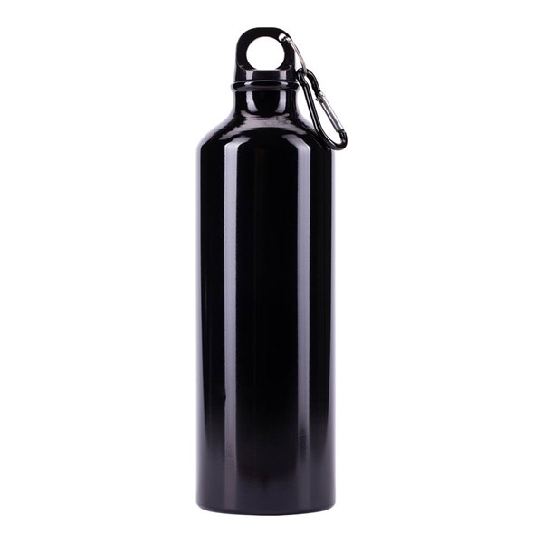Obrázky: Čierna hliníková fľaša 800 ml s karabínou, lesklá, Obrázok 3