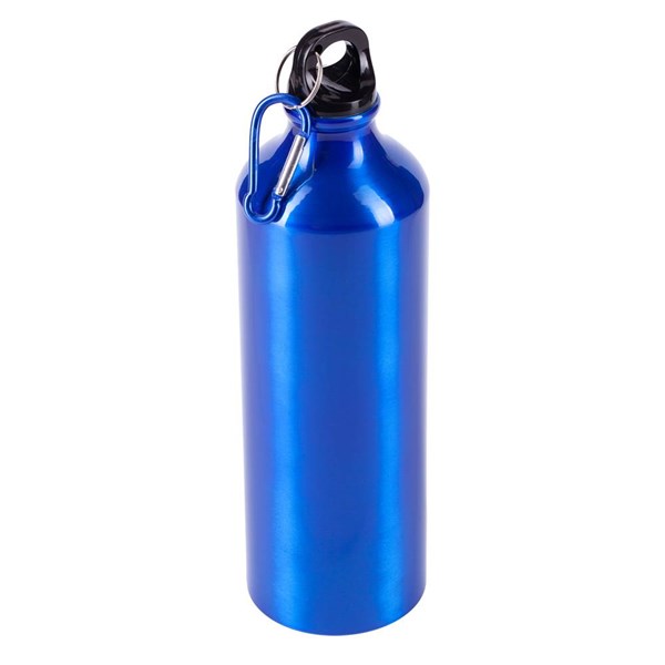 Obrázky: Modrá hliníková fľaša 800 ml s karabínou, lesklá
