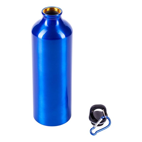 Obrázky: Modrá hliníková fľaša 800 ml s karabínou, lesklá, Obrázok 2