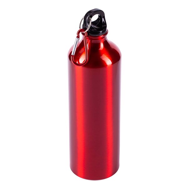 Obrázky: Červená hliníková fľaša 800 ml s karabínou, lesklá