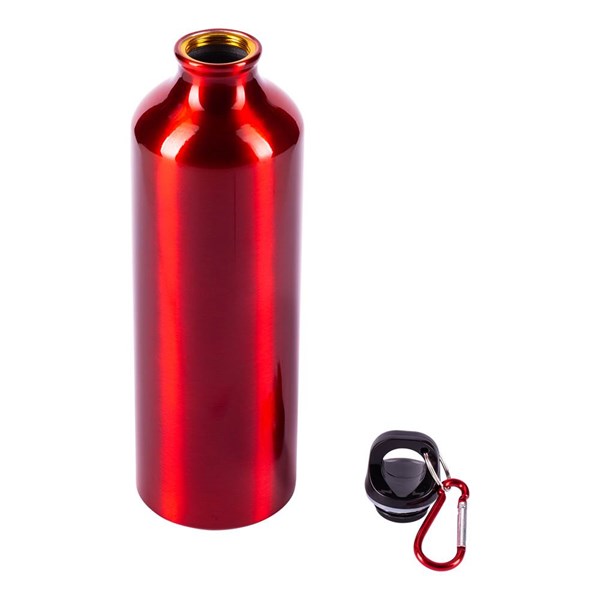 Obrázky: Červená hliníková fľaša 800 ml s karabínou, lesklá, Obrázok 2