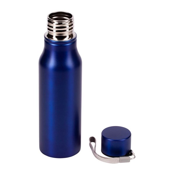 Obrázky: Nerez. športová fľaša s pútkom 700 ml, modrá, Obrázok 2