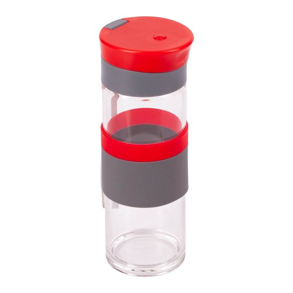 Obrázky: Fľaša 440 ml z borosilikátového skla, červená