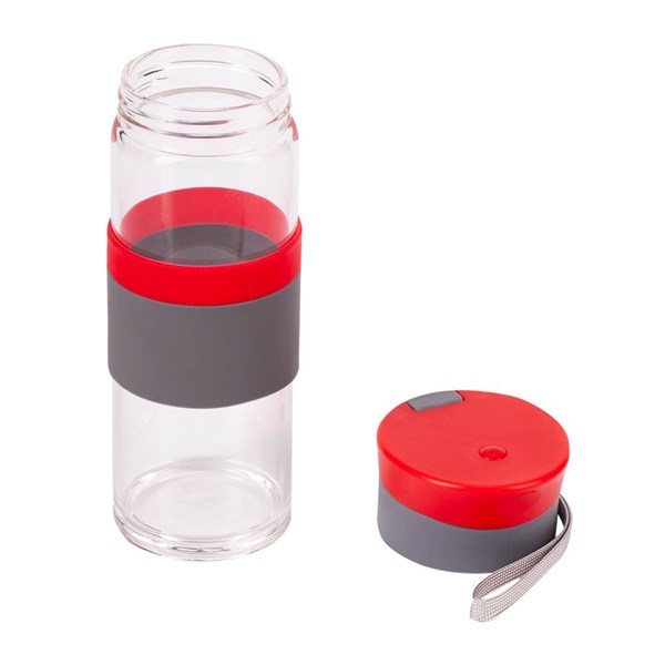 Obrázky: Fľaša 440 ml z borosilikátového skla, červená, Obrázok 2