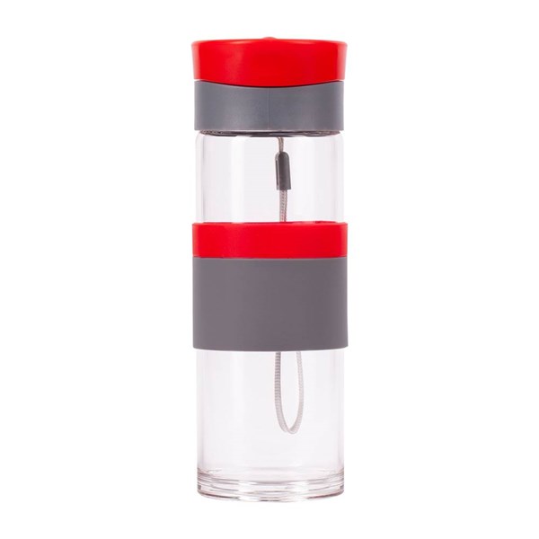 Obrázky: Fľaša 440 ml z borosilikátového skla, červená, Obrázok 6