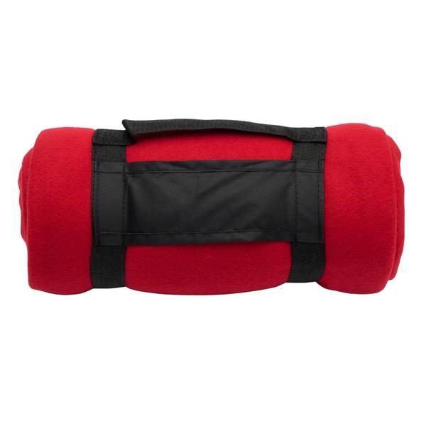Obrázky: Veľká flísová deka v balení s rukoväťou, červená, Obrázok 4