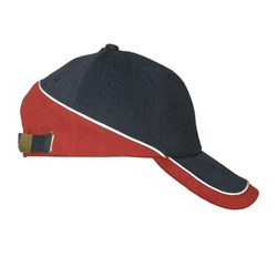 Obrázky: Modro-červená šesťdielna bavlnená čiapka so sponou