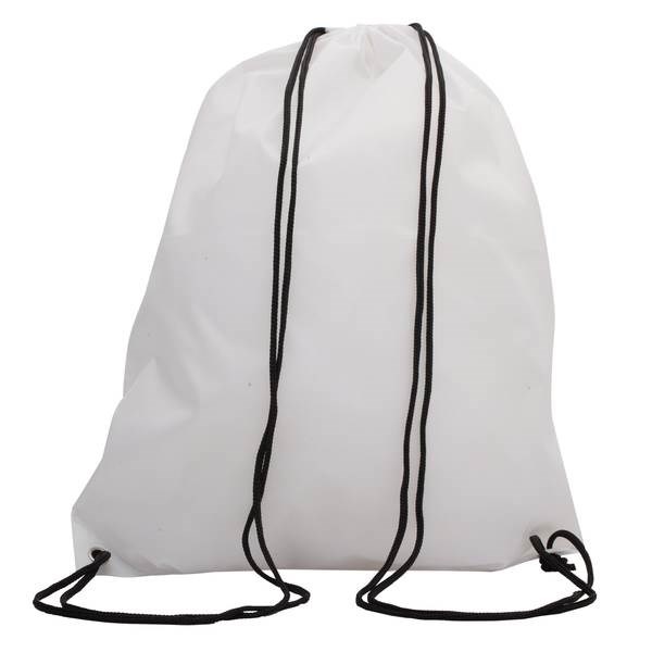 Obrázky: Jednoduchý polyesterový sťahovací ruksak biely
