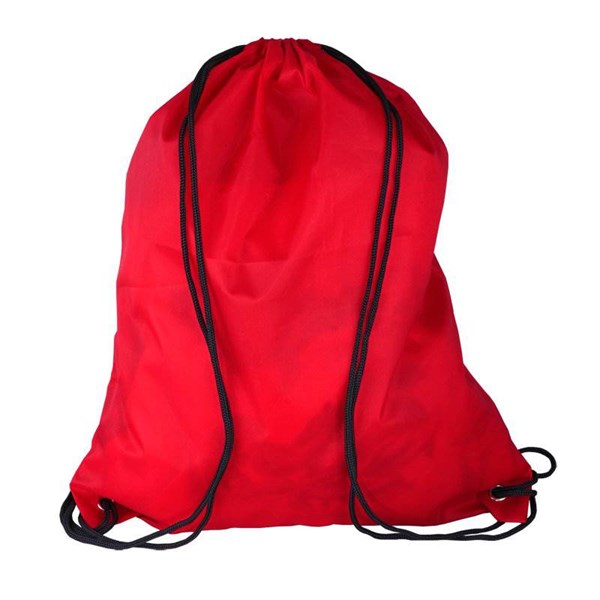 Obrázky: Jednoduchý polyesterový sťahovací ruksak červený