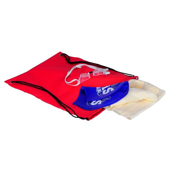 Obrázky: Jednoduchý polyesterový sťahovací ruksak červený, Obrázok 3