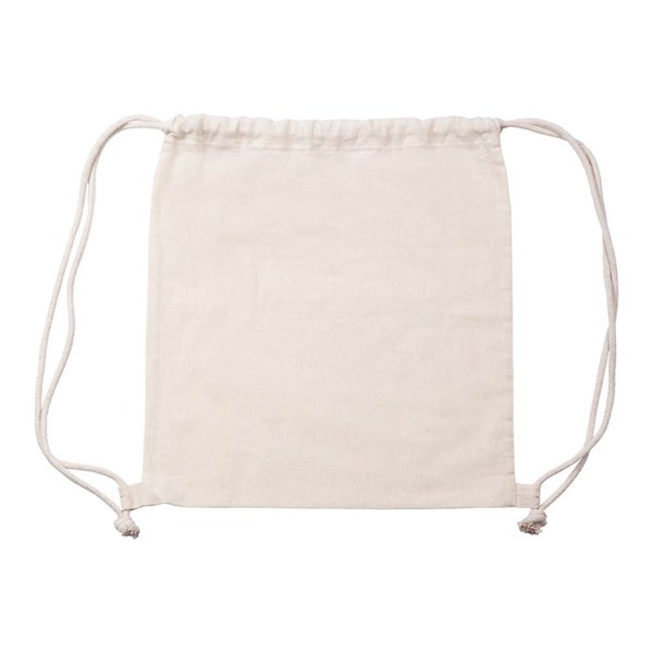 Obrázky: Béžový jednoduchý sťahovací ruksak z bavlny, Obrázok 2