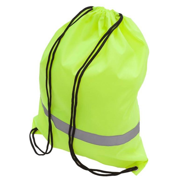 Obrázky: Žltý jednoduchý sťahovací ruksak, reflexný pásik