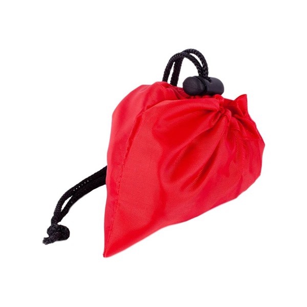 Obrázky: Červená skladacia polyesterová nákupná taška, Obrázok 2