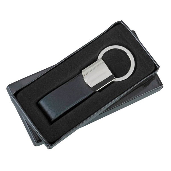 Obrázky: Čierny prívesok na kľúče z PU s kovom, Obrázok 3