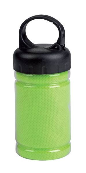 Obrázky: Zelený chladiaci fitness uterák v tesniacej fľaši