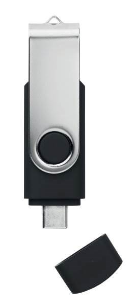 Obrázky: Čierny OTG Twister USB flash disk s USB-C, 4GB, Obrázok 5