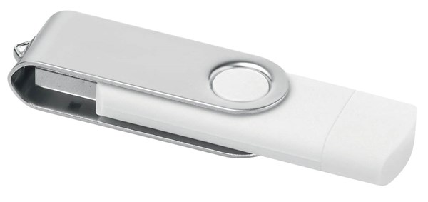 Obrázky: Biely OTG Twister USB flash disk s USB-C, 16GB