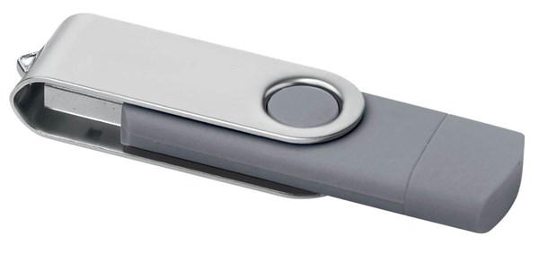 Obrázky: Šedý OTG Twister USB flash disk s USB-C, 4GB