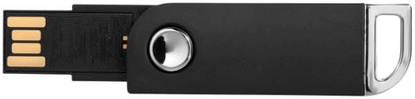 Obrázky: Čierny otočný USB flash disk, úchyt na kľúče, 2GB