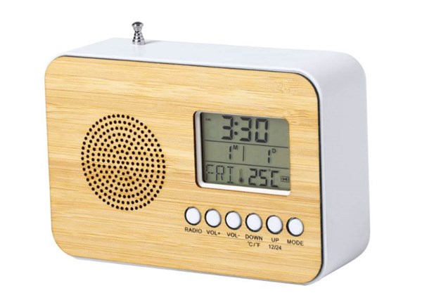 Obrázky: Bambusové stolové multifunkčné hodiny s FM rádiom, Obrázok 2